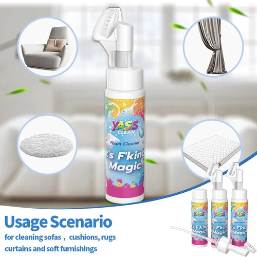 💖 Nettoyant mousse magique pour tapis et tissus – Éliminateur de taches et odeurs d'animaux avec brosse de nettoyage 🧼🪄
