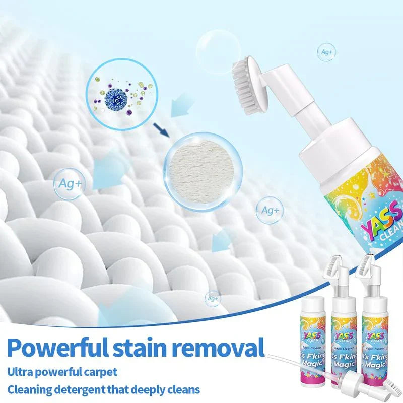 💖 Nettoyant mousse magique pour tapis et tissus – Éliminateur de taches et odeurs d'animaux avec brosse de nettoyage 🧼🪄